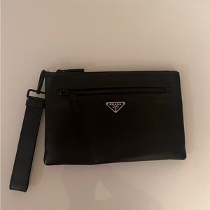 Prada men leather pouch